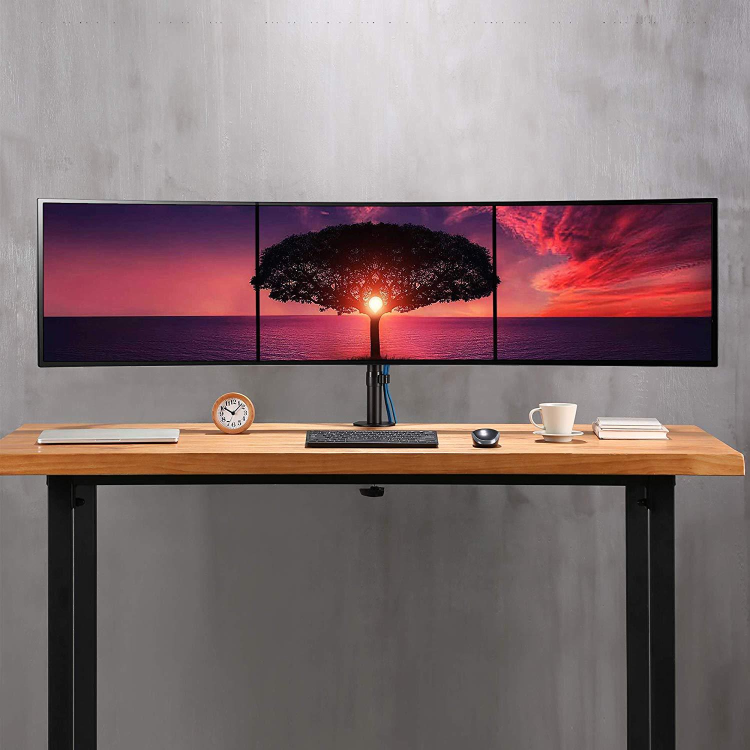 三屏液晶显示器支架 3屏拼接显示屏幕电脑架子多功能万向旋转升降