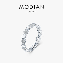 新款s925纯银满天星星时尚气质戒指女欧美跨境叠戴食指指环饰品