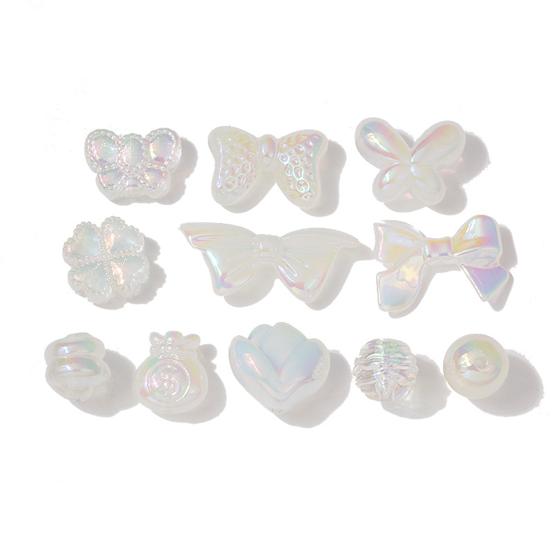 High-Quality UV Electroplating New Colorful Bow Love Lucky Bag Small Hole Beaded DIY Ornament Accessories Factory Direct Sales