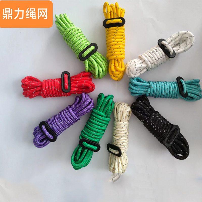 [Factory Wholesale] with Adjustment Flap Outdoor Tent Rope Camping Windproof Safety Rope Reflective Canopy Wind Rope