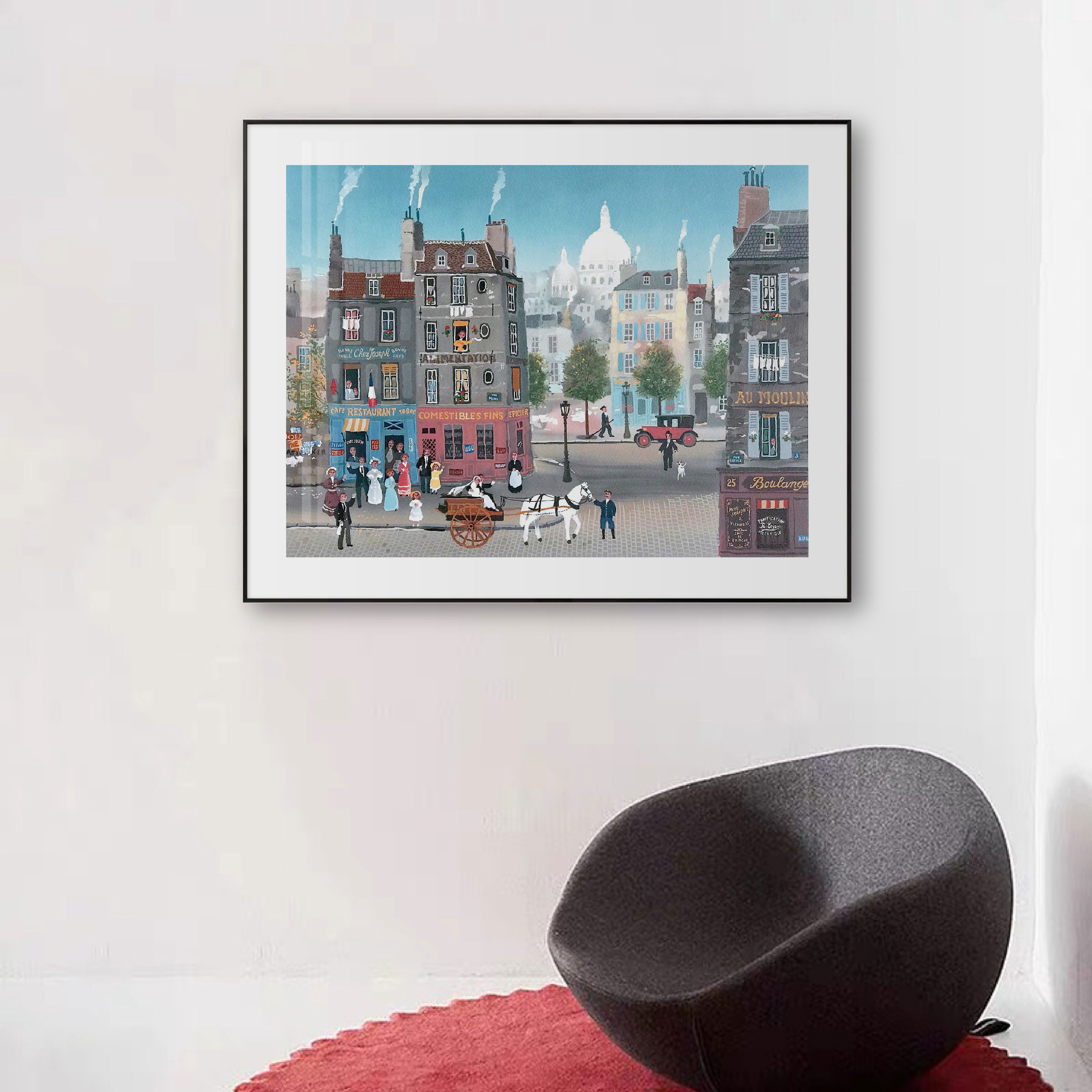 法国小众艺术家装饰画建筑街景治愈系横幅挂画现代简约巴黎风景画