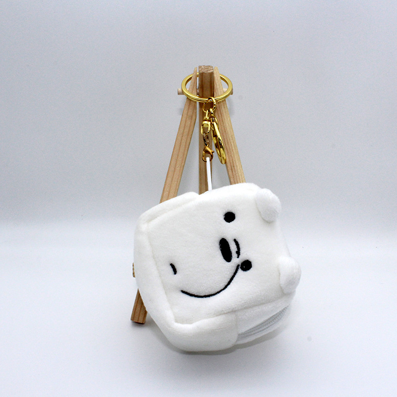 INS Cute Facial Expression Bag Toast Coin Purse Pendant Plush Doll Storage Bag Creative Small Earphone Bag Coin Purse