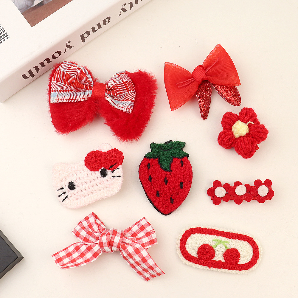 MIZI Children's Bow Barrettes Suit Fabric Flower Hairpin Baby Girl Bang Clip Does Not Hurt Hair Cropped Hair Clip Barrettes Hair Accessories