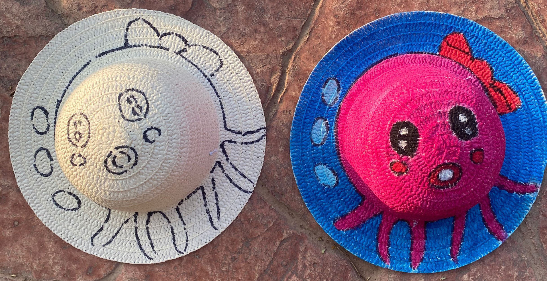 大童成人绘画草帽儿童地摊35cm涂鸦草帽diy地摊货源手工制作材料