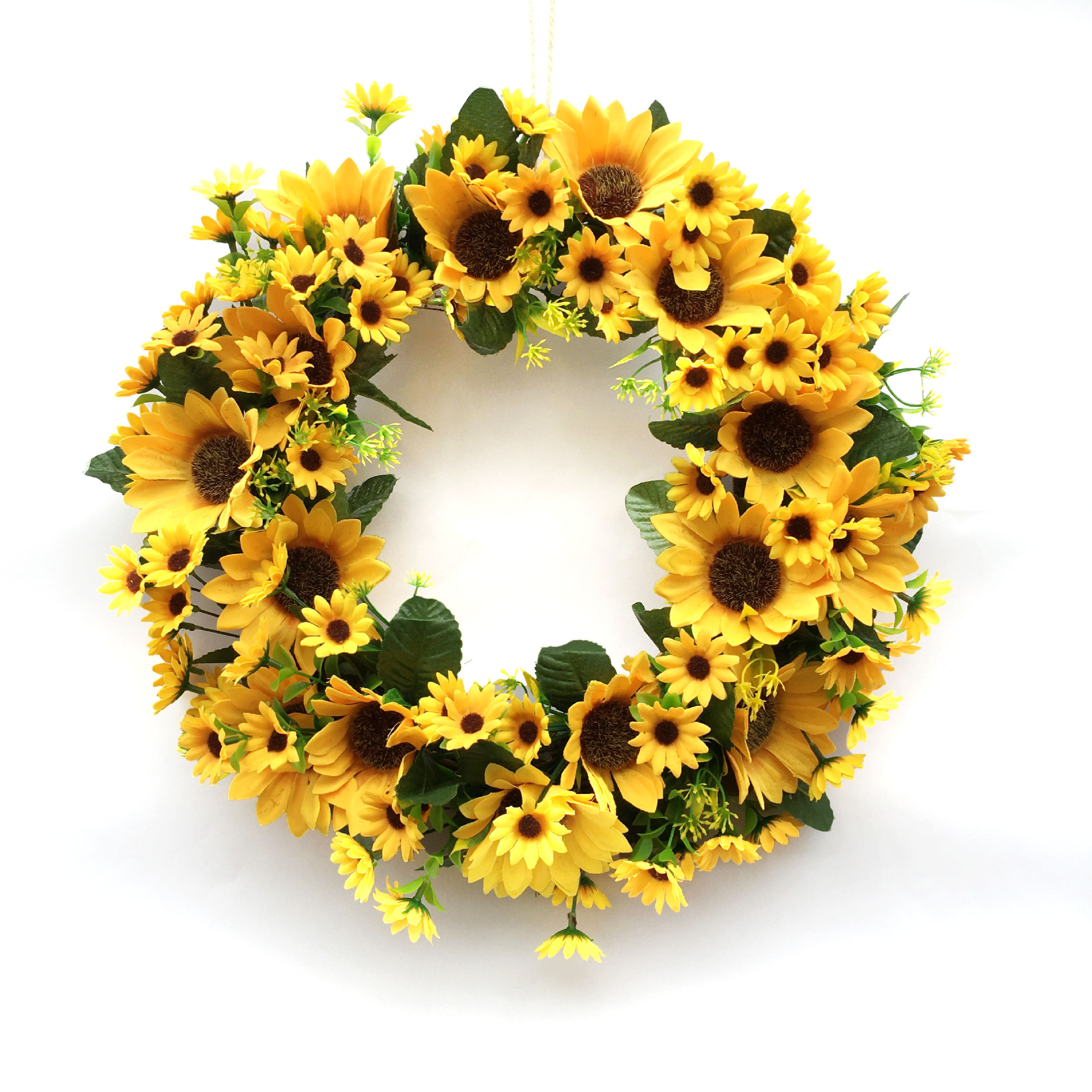 批发 亚马逊仿真花绢布花环门饰壁饰墙饰太阳花向日葵花环节日用