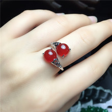 红玉髓宝石戒指女日韩时尚个性玛瑙食指开口可调节指环本命年礼物