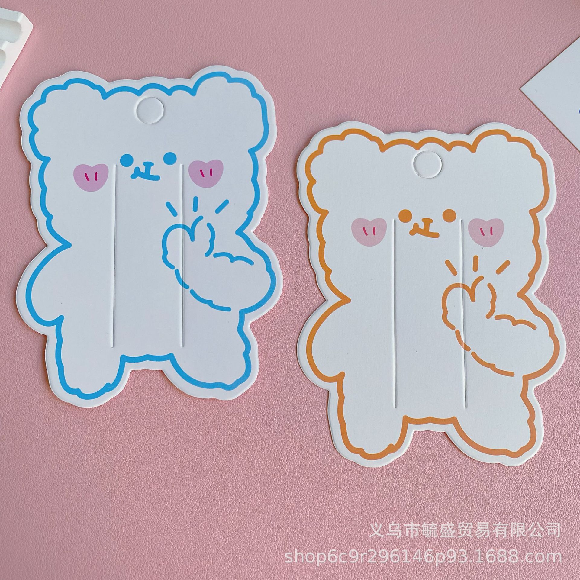 一捆100张发夹卡纸卡通可爱小熊卡片手工发夹diy饰品配件卡纸批发