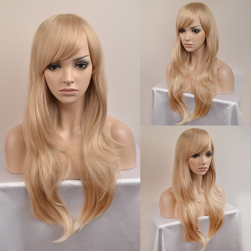 欧美假发cosplay假发长直发 金色染色高温丝假发头套厂家现货批发