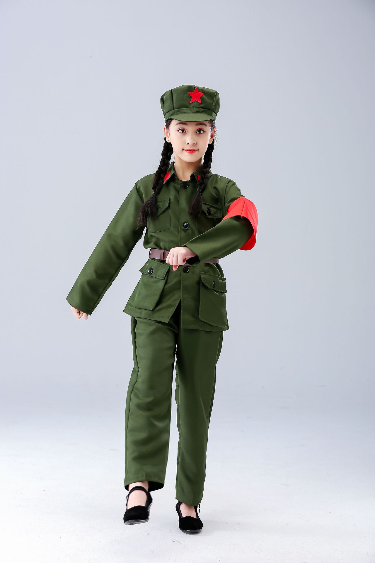 儿童小红军演出服红卫兵八路军抗战时期服装学习雷锋好榜样演出服