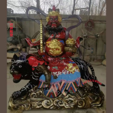 祥狮纯铜大型赵元帅 寺庙五路财神佛像 武财神爷骑虎赵公明神像