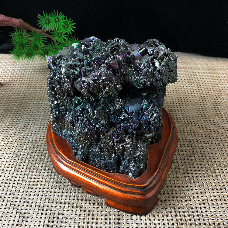 炫彩水晶簇七彩矿原石摆件精品碳化硅晶体科普矿物奇石观赏石