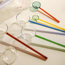 可定制长柄玻璃勺子彩色高硼硅玻璃长柄调味勺子高颜值玻璃汤羹勺