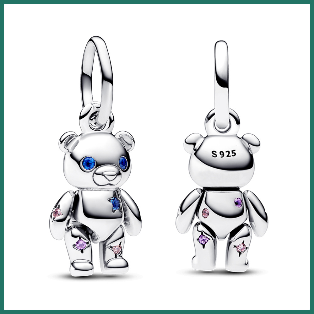 潘家珠子可活动泰迪熊吊坠串珠冬季新款节日氛围手链diy饰品配件