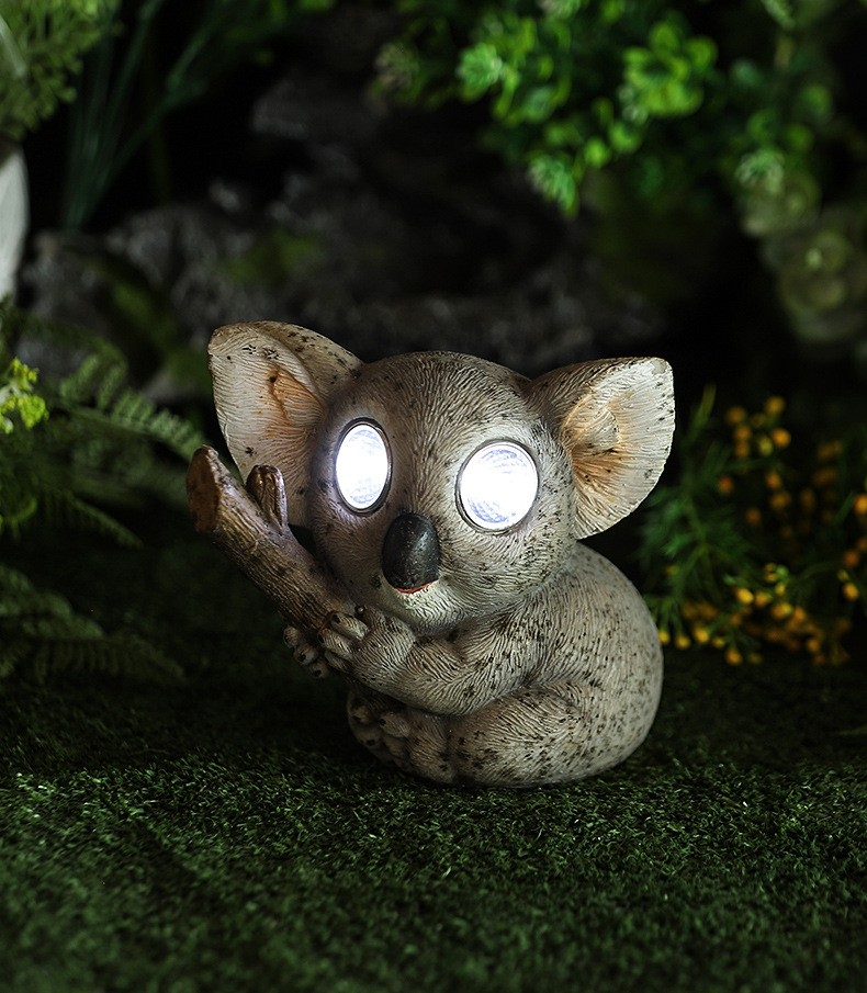 仿真户外动物摆件太阳能可爱小动物雕塑摆件萌趣考拉创意树脂摆件