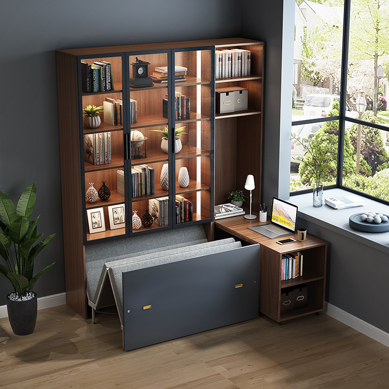 木储物轻奢书柜家用书房欧式背景地书书架置物柜带门储物柜书柜