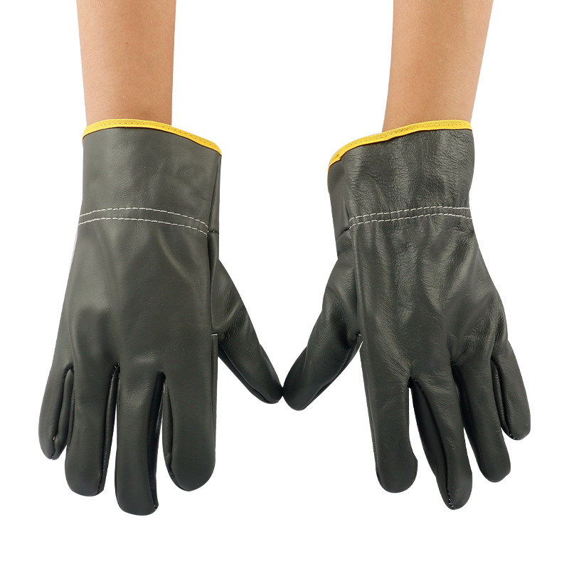 批发牛皮深色全背司机电焊短皮手套厂家防护劳保手套