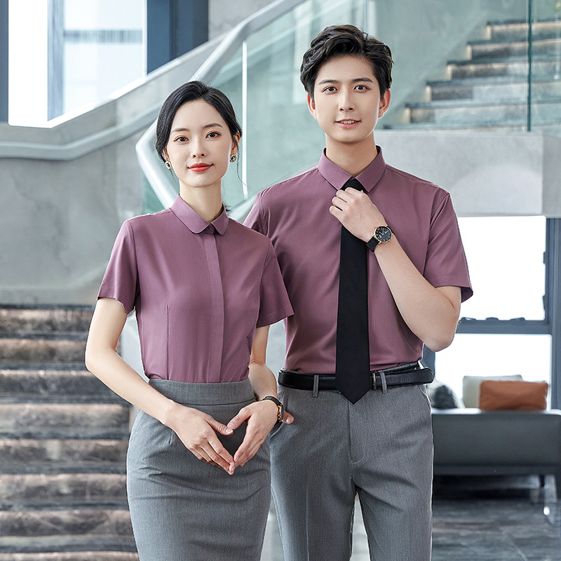 Long Short-Sleeved Shirt for Women Professional Work Clothes New Business Ol Formal Wear Simple Korean Style Slim Fit for Men and Women