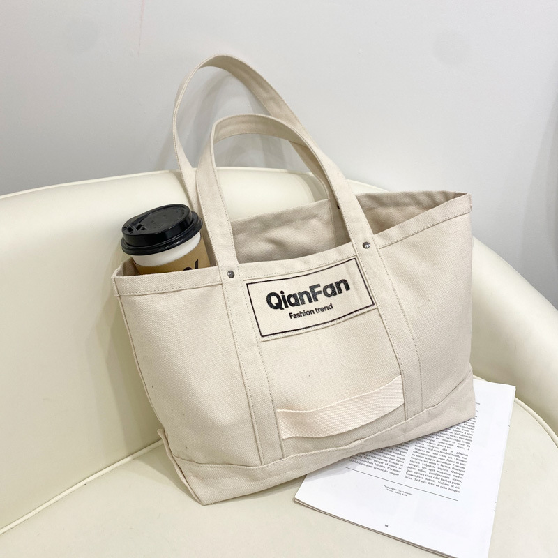 Japanese Heavy Portable Canvas Bag Custom Fashion Brand Workwear Shoulder Tote Bag Simple Women's Bag Open Handbag