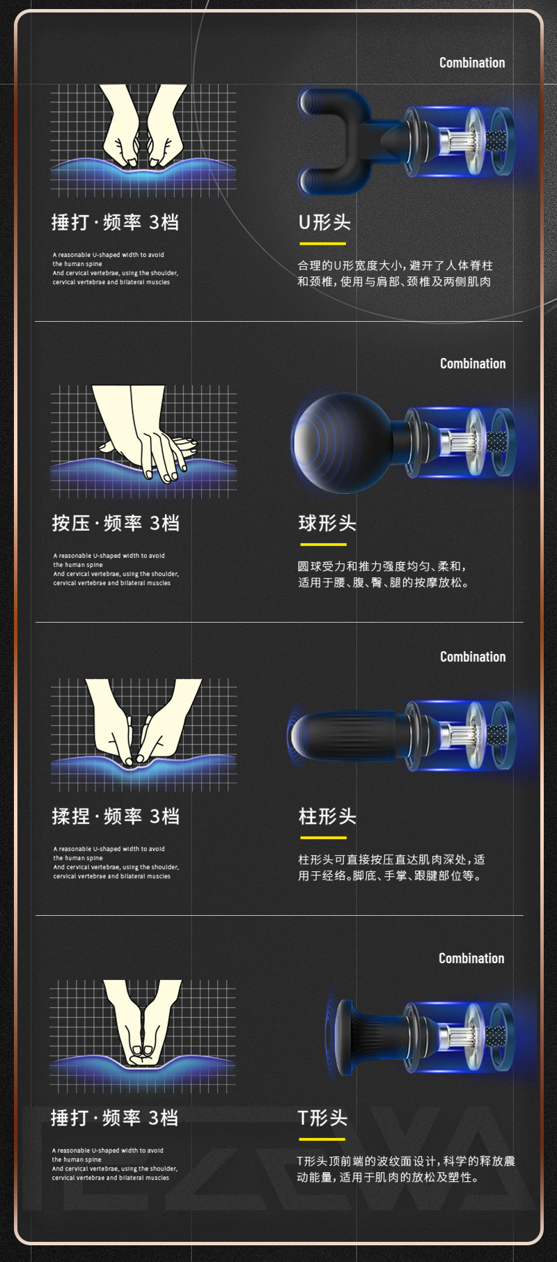 美国tezewa筋膜枪mini口袋筋膜抢肌肉按摩枪放松器迷你便携筋膜枪