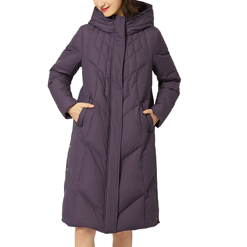 Winter down Jacket Women's Dark Jacquard Mid-Length Mom Wear down Jacket Brand Same Style Source Factory Wholesale