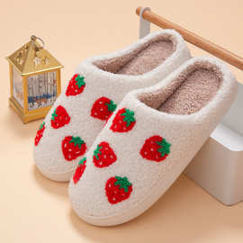 新款棉拖鞋女居家加绒加厚爱心保暖静音防滑情侣棉拖鞋现货批发