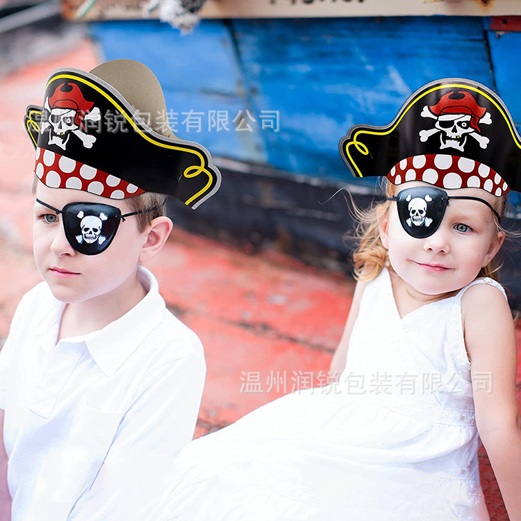 Halloween Children Adult Bar Birthday Party Paper Party Pirate Theme Toddler Paper Cap Pirate Hat Eye Mask