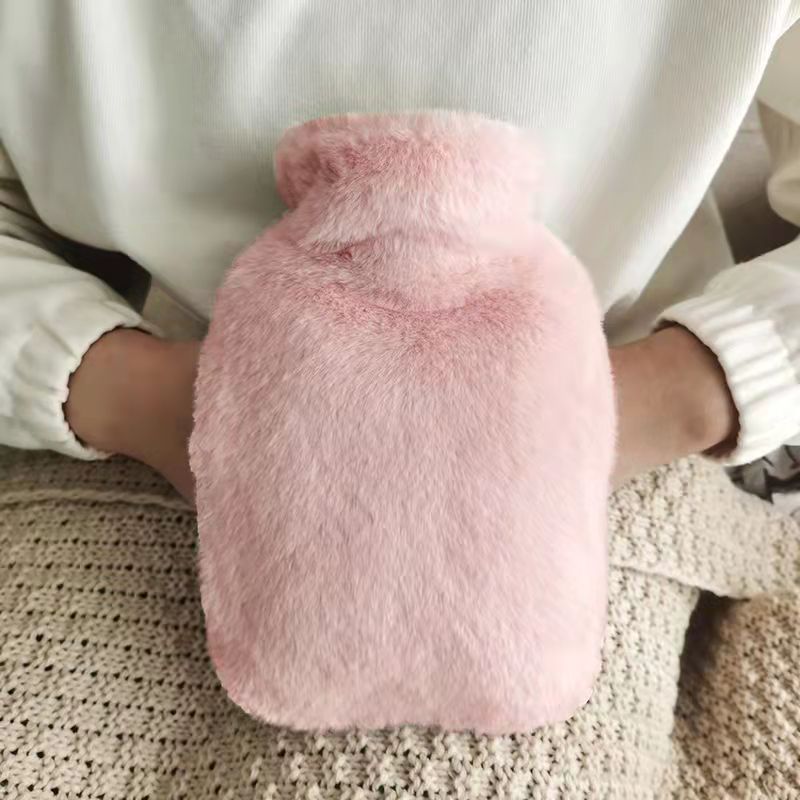 Two-Side Hand Putting Plush Cloth Cover Water-Filled Hot Water Bag PVC Hand Warmer Water Injection Hand Warmer Hand Warmer Bag Wholesale