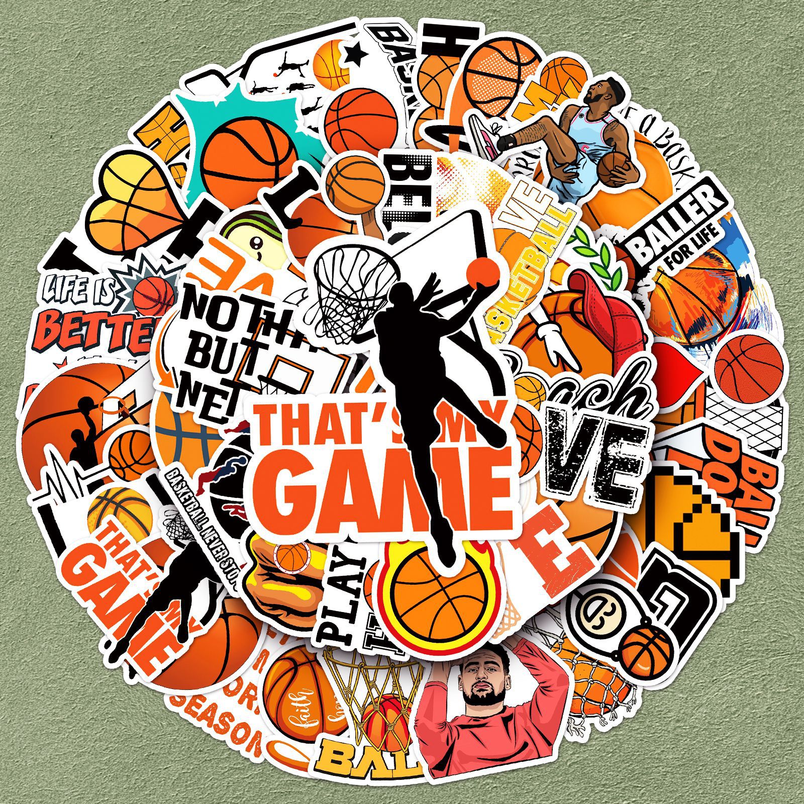 跨境50张篮球贴纸体育运动涂鸦装饰笔记本手机壳咕卡手帐素材防水