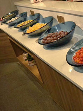 J6DA玻璃自助餐厅餐具器皿水果盘自助餐展示盘斜口碗沙拉盘水果自