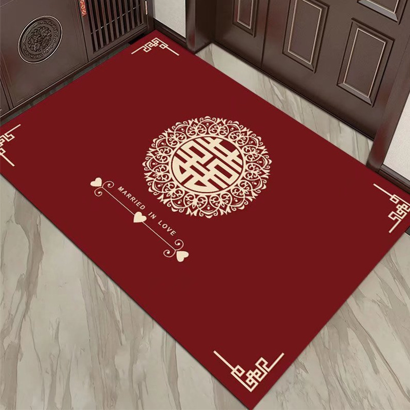 Red Carpet Wedding Door Mat Wedding Floor Mat Doorway Foot Mat Xi Word Floor Mat Wedding Room Bedside Blanket Wedding Place