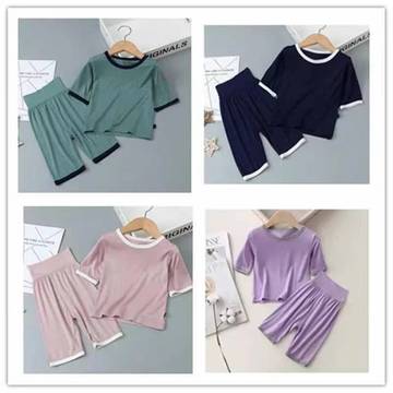 公羽翁儿童睡衣棉莫代尔夏季薄款女家居服男童男孩女童宝宝空调服