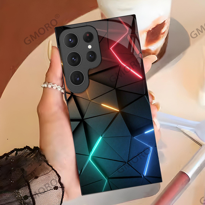 跨境爆款机械风玻璃壳Samsung适用S22/S23/S24手机保护套炫酷防摔