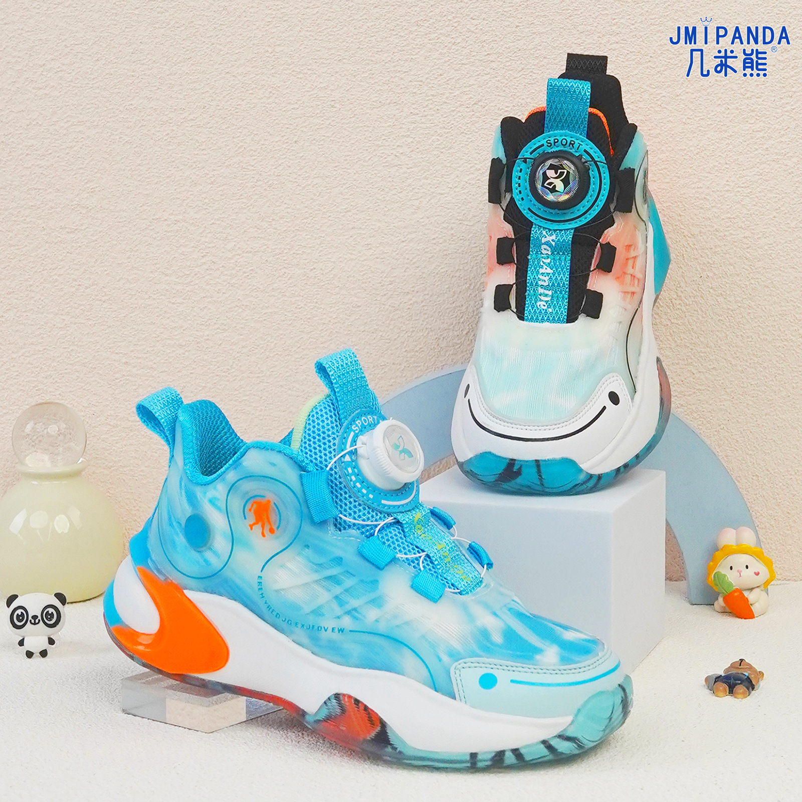 几米熊2024秋季新款童鞋儿童运动鞋透气双网纽扣鞋男童轻便跑步鞋