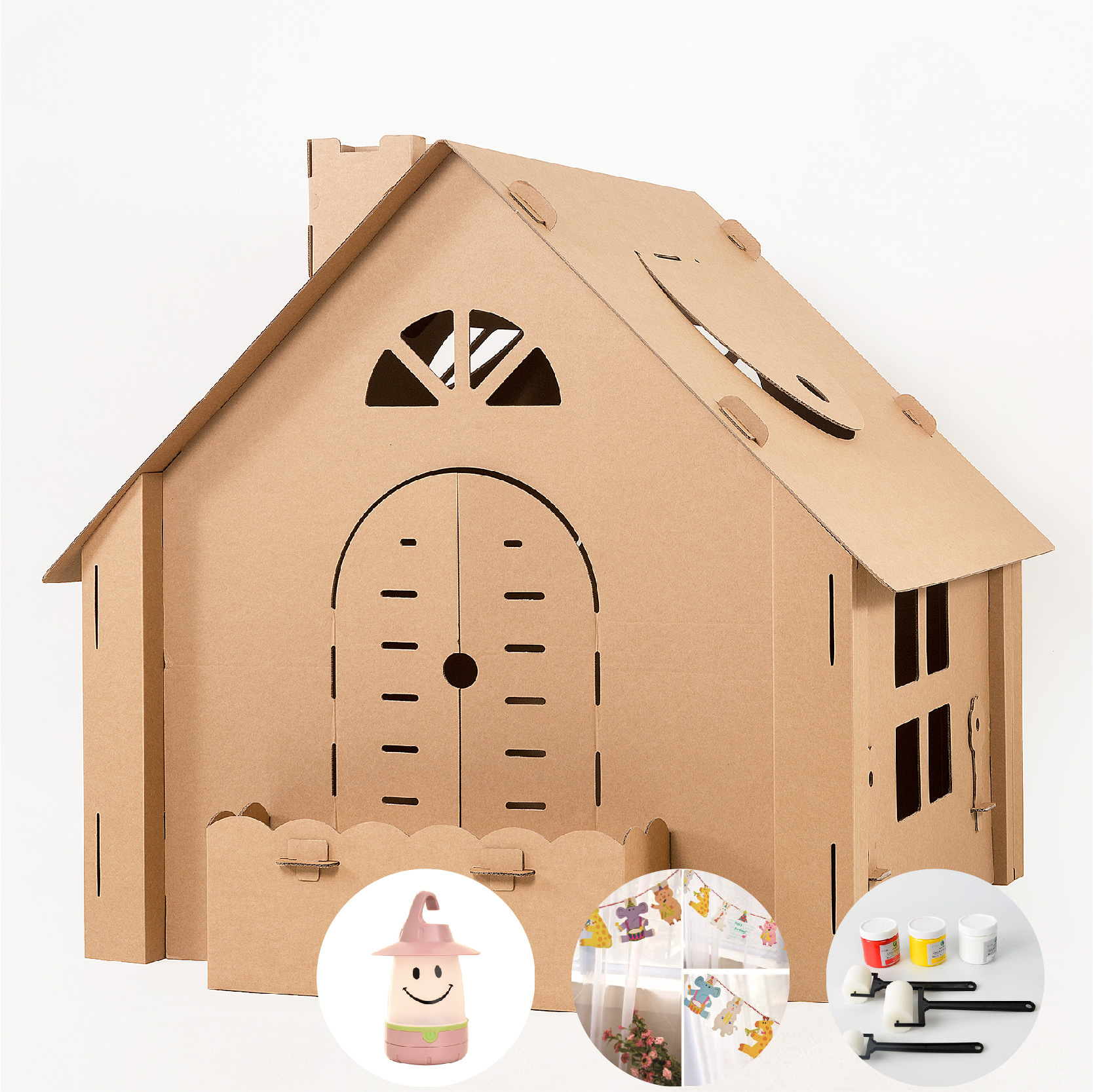 儿童纸箱房子帐篷游戏屋板壳盒皮室内城堡宝宝玩具屋手工diy装饰