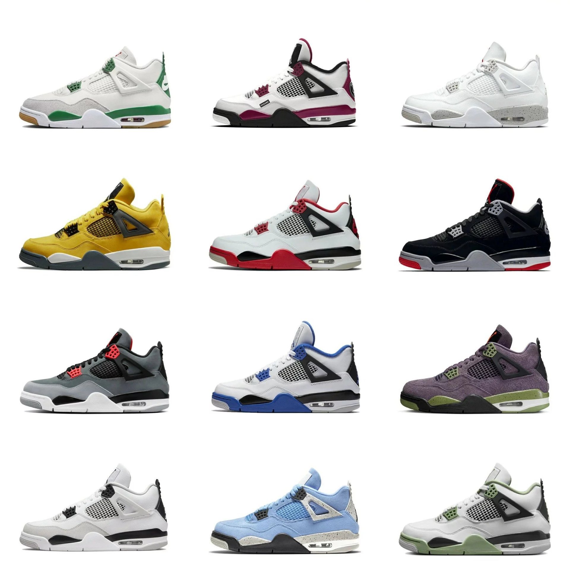 莆田鞋纯原aj4联名白帆白水泥大巴黎电母黑猫乔4男女鞋气垫篮球鞋