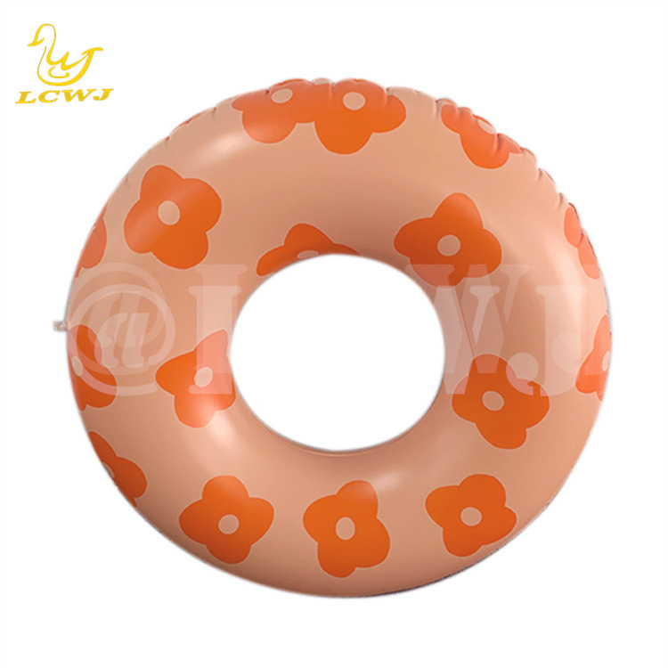 Licheng Factory Customized Cross-Border Ins Inflatable Swimming Ring Pvc Blowing Water Wing Little Daisy Floral Adult Thickened