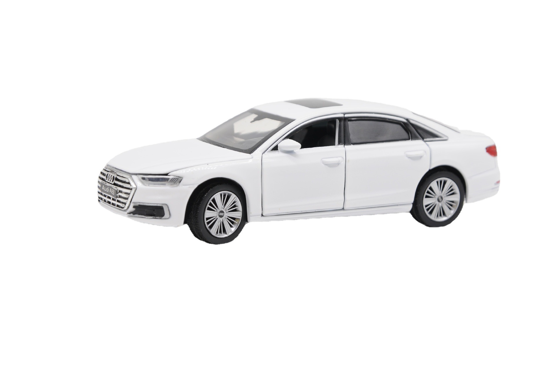 漆面微疹 原厂奥迪a8 1/32 声光回力 6门全开合金汽车模型摆件