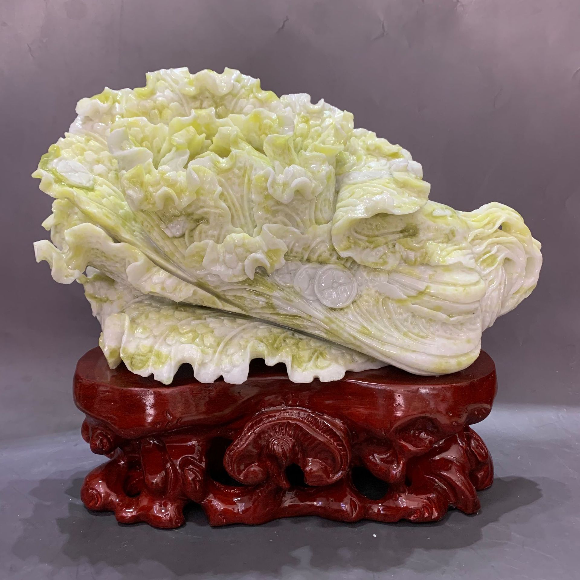 玉器工艺品批发岫玉铜钱白菜摆件商务办公开业装饰品礼品