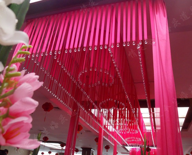 新款婚庆道具丝带长廊亭 喜亭花房水晶亭 婚礼缎带亭方亭t台布置