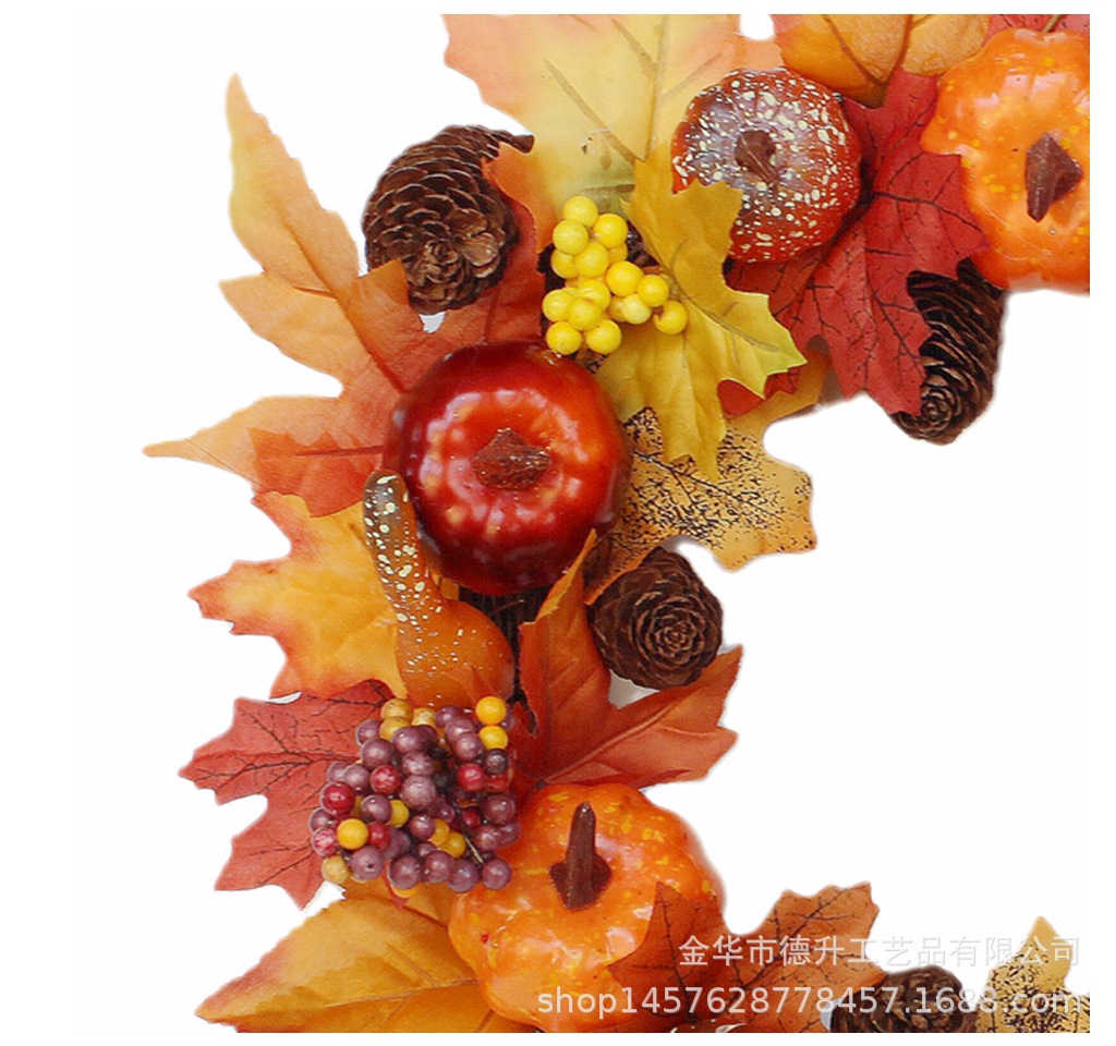 DSEN Cross-Border E-Commerce Manufacturers Supply Thanksgiving Harvest Halloween Supply Autumn Maple Leaf Pumpkin Vine Ring Garland DIY