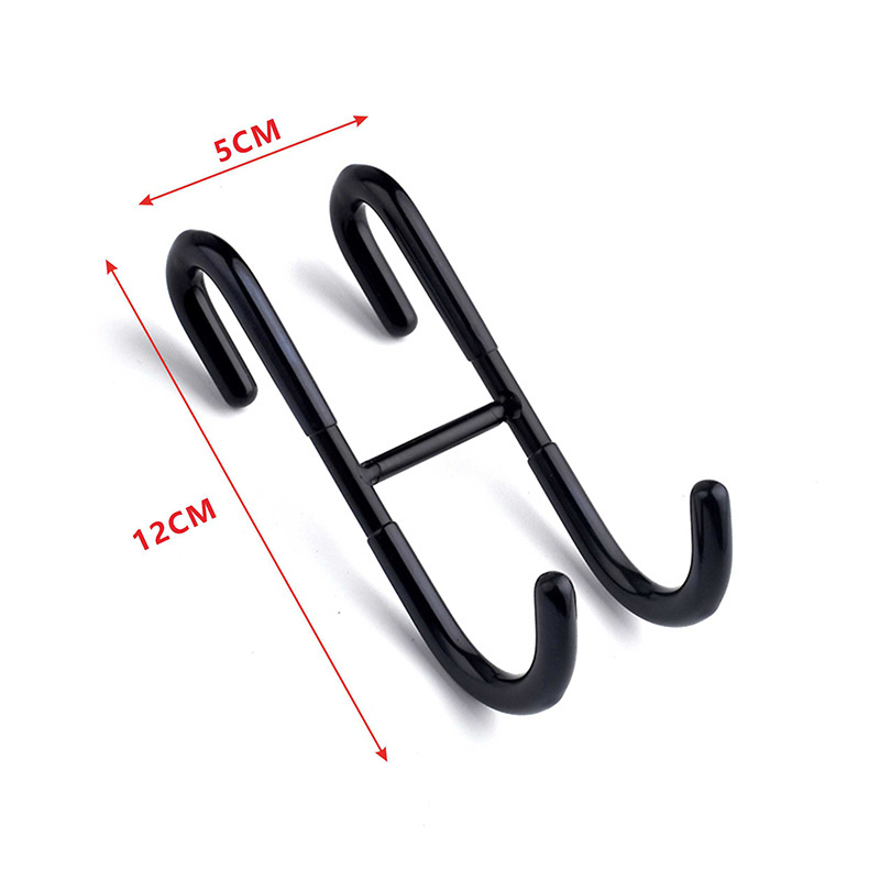 Stainless Steel Glass Door Rear Hook Punch-Free Back-Mounted Double Hook Non-Slip S Hook Removable Bathroom Hook