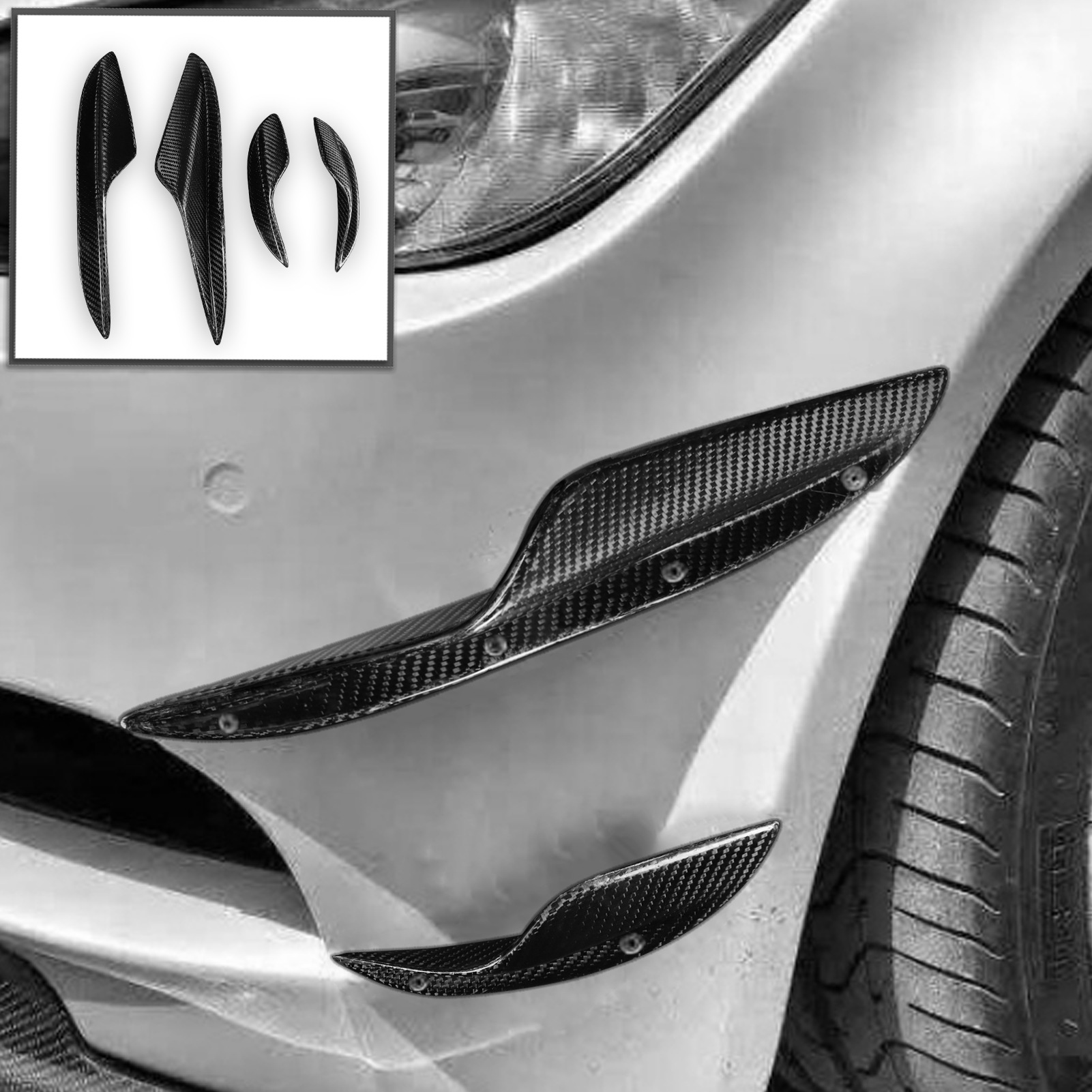 适用于宝马 e92前杠扰流器风刀四件套真碳纤维汽车