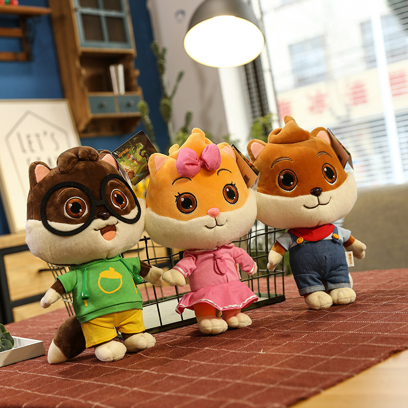 正版授权抖音网红同款三只松鼠毛绒玩具公仔玩偶包包儿童生日礼物