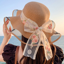 时尚夏季甜美大帽檐草帽女网红户外旅游太阳帽海边度假遮阳帽批发