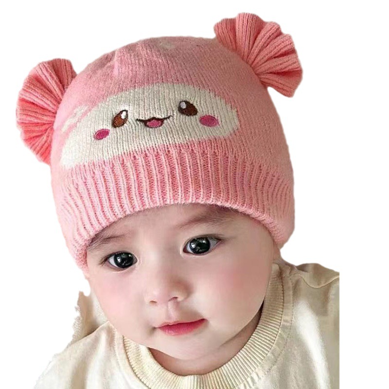 Bena Bear Children's Knitted Hat Cartoon Woolen Cap Babies' Cross-Border Children Hat Warm Garry Cloth Baby Cap