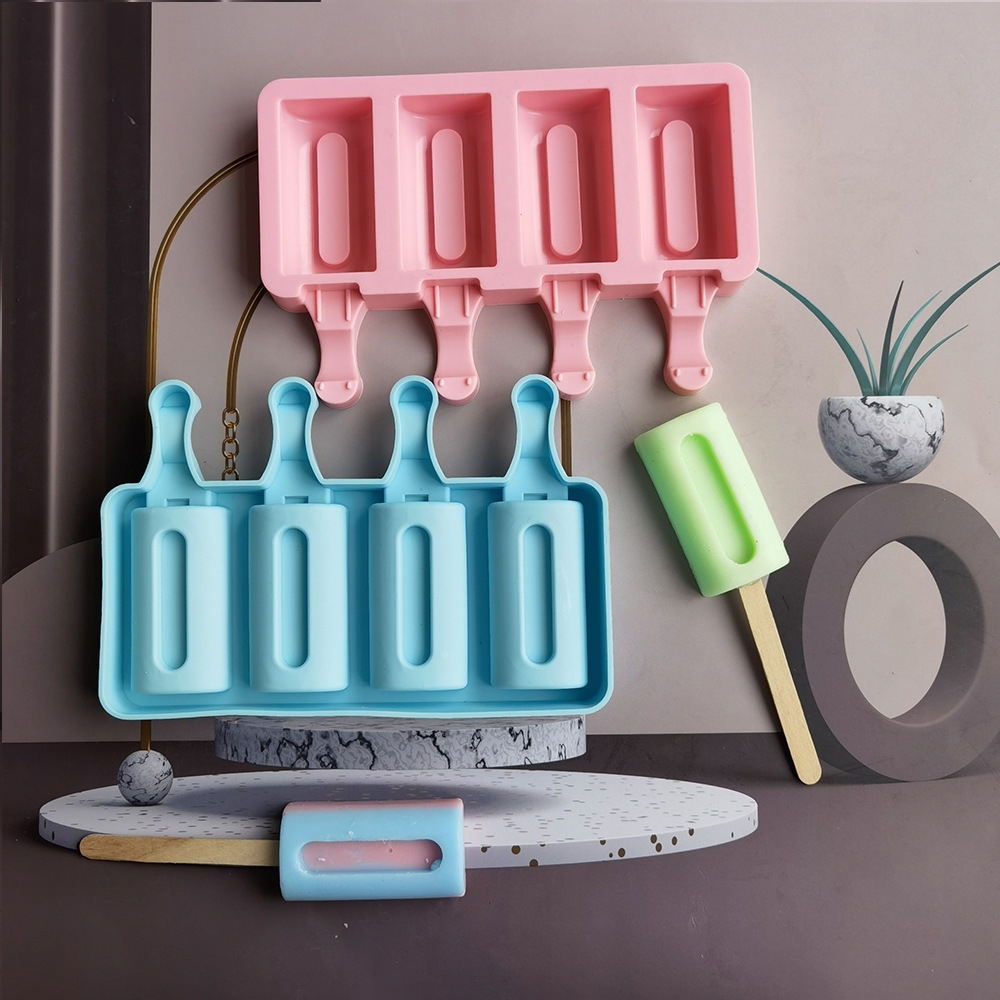 硅胶4连凹槽雪糕雪糕模具 冰格模 雪糕果冻布丁肥皂慕斯蛋糕模具