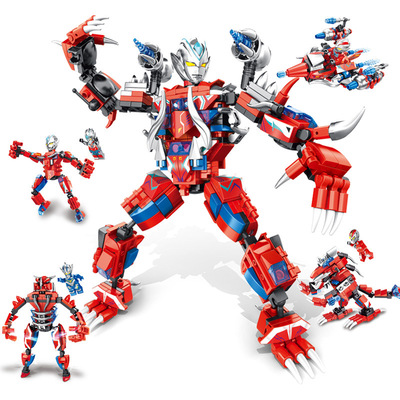 兼容乐高拼装积木4合1中华超人变形小颗粒儿童玩具男孩机器人礼品