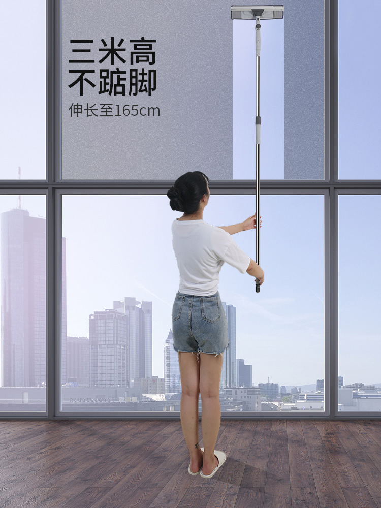高层擦玻璃工具伸缩杆擦窗户洗玻璃清洁工具玻璃擦刮一体家用