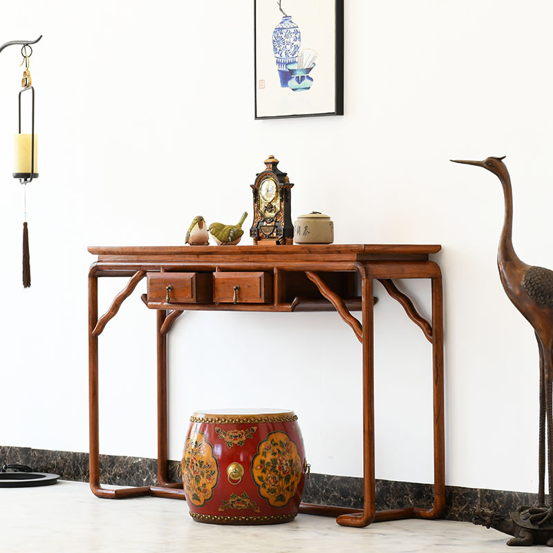 现代简约轻奢摆件玄关桌新中式仿古实木条案玄关柜条案端景台家具