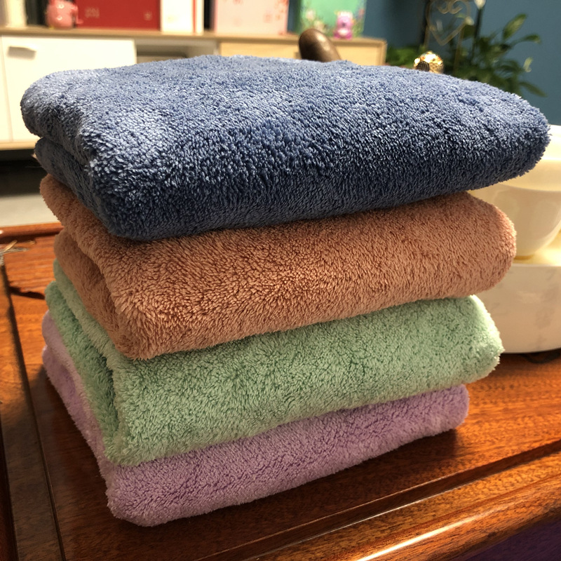 wholesale hotel bath towel with strong logo thickening absorbent coral fleece face towel for boys and girls universal towel factory